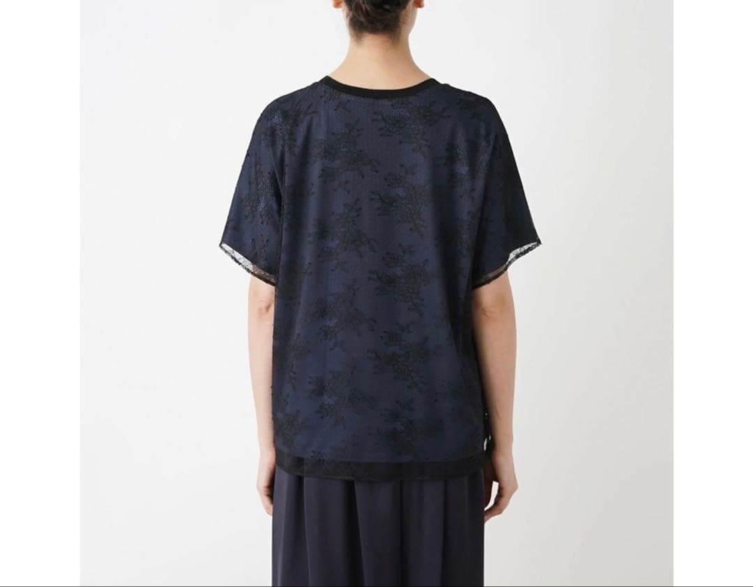 【新品】定価31,900円　レリアン　シアーレースプルオーバー　ネイビー　13＋