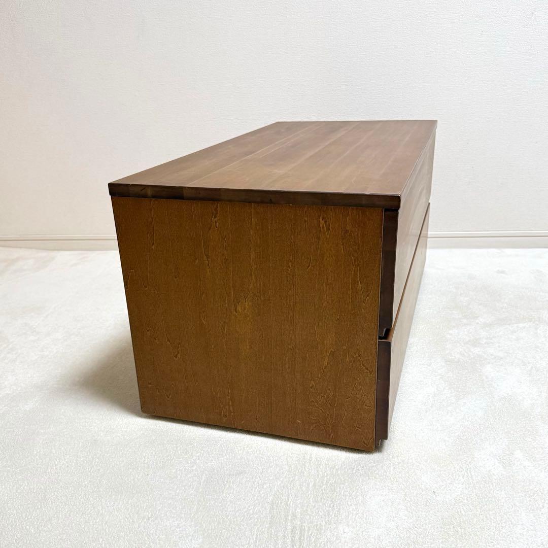 【廃盤品】無印良品　無垢　バーチ材 チェスト 2段 木製　ブラウン　北欧