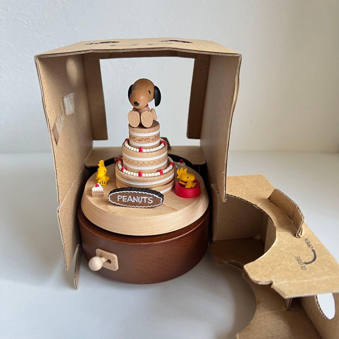 PEANUTS SNOOPYスヌーピー 木製オルゴール 誕生日ケーキ2014