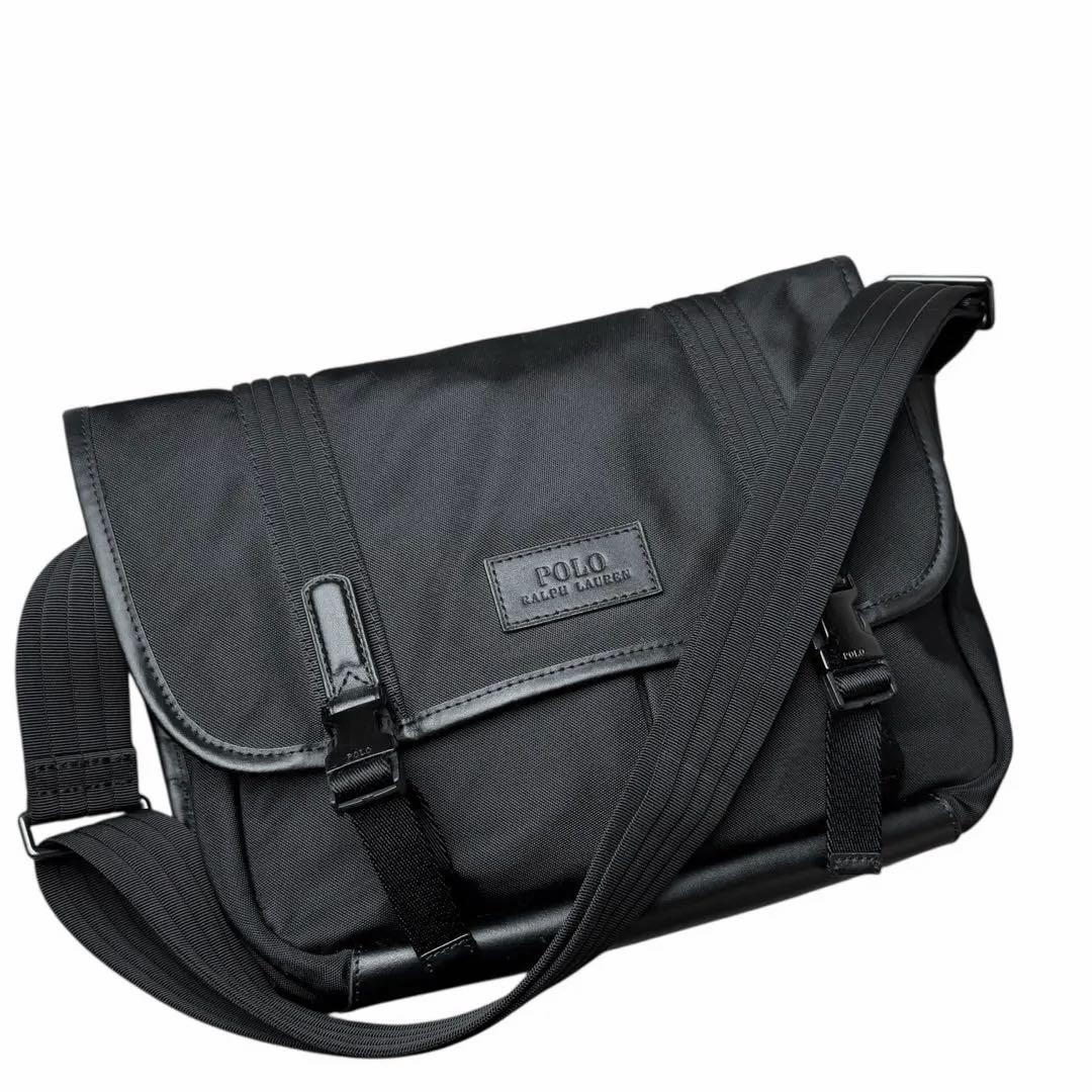 美品✨ポロ ラルフローレン メッセンジャーバッグ ショルダーバッグ　レザー　黒