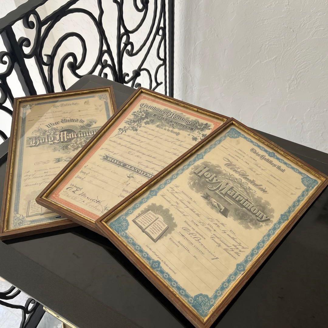 【アンティーク】1905, 1920, 1929年のオリジナル•サティフィケート