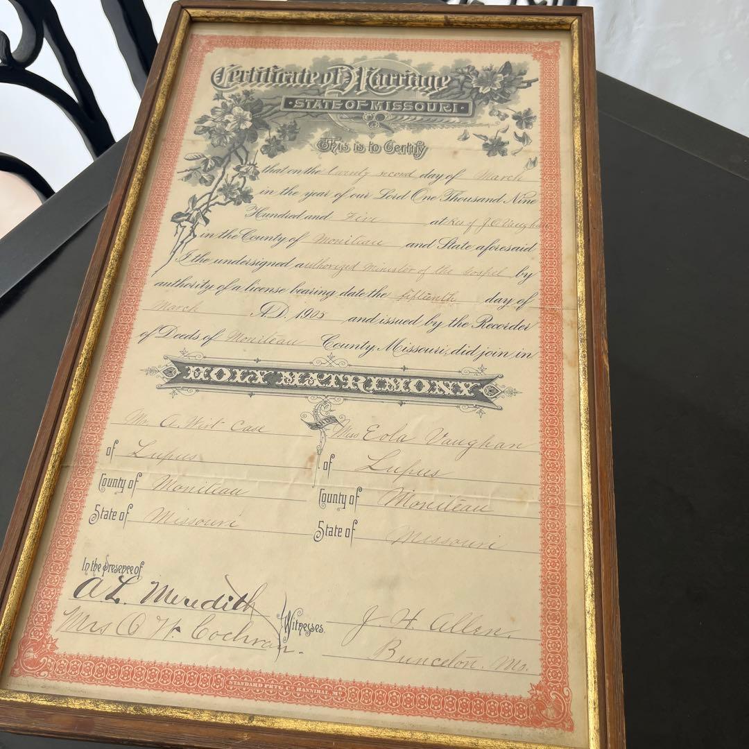 【アンティーク】1905, 1920, 1929年のオリジナル•サティフィケート