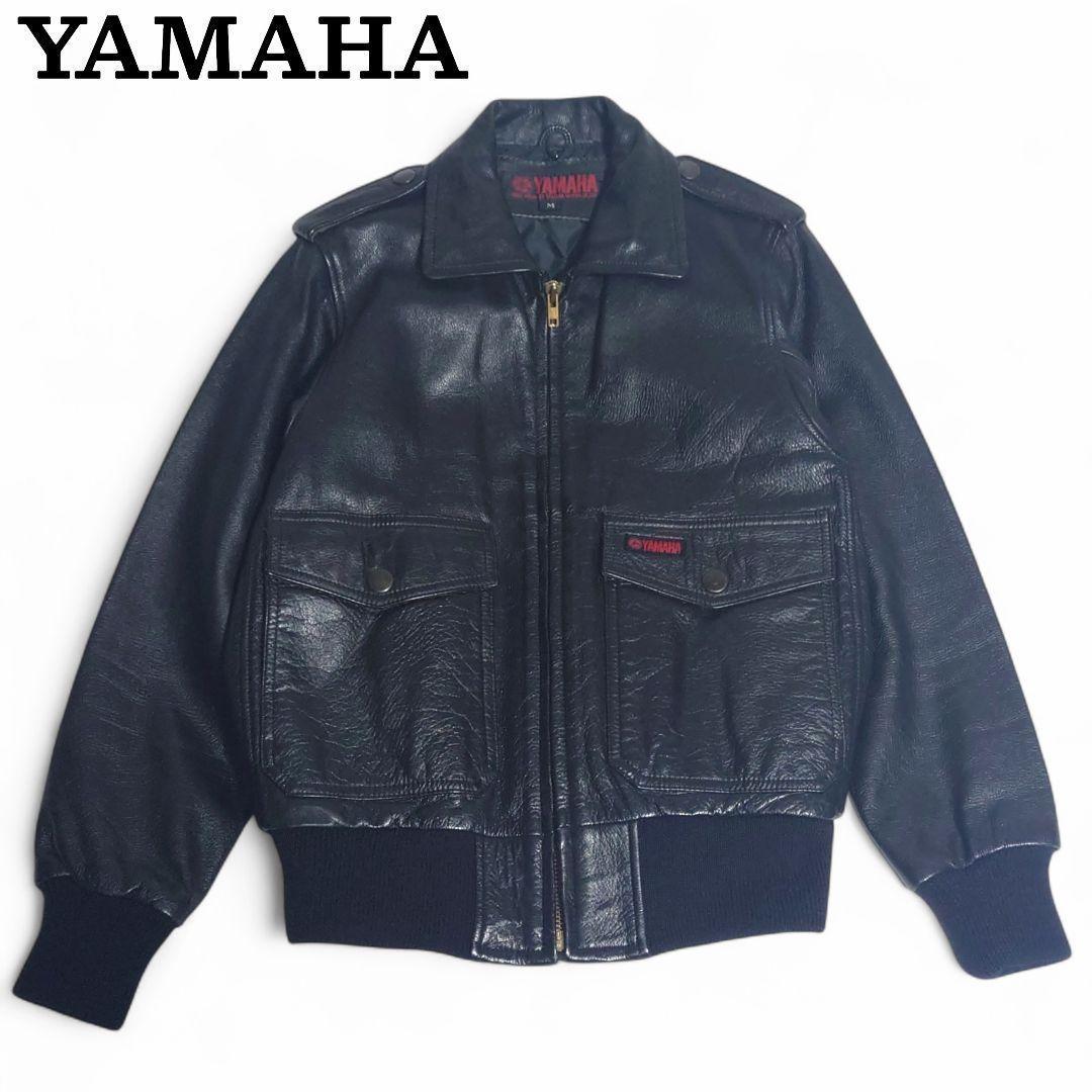 ヤマハ 80s YAMAHA レザージャケット A-2 黒 キルティング 日本製