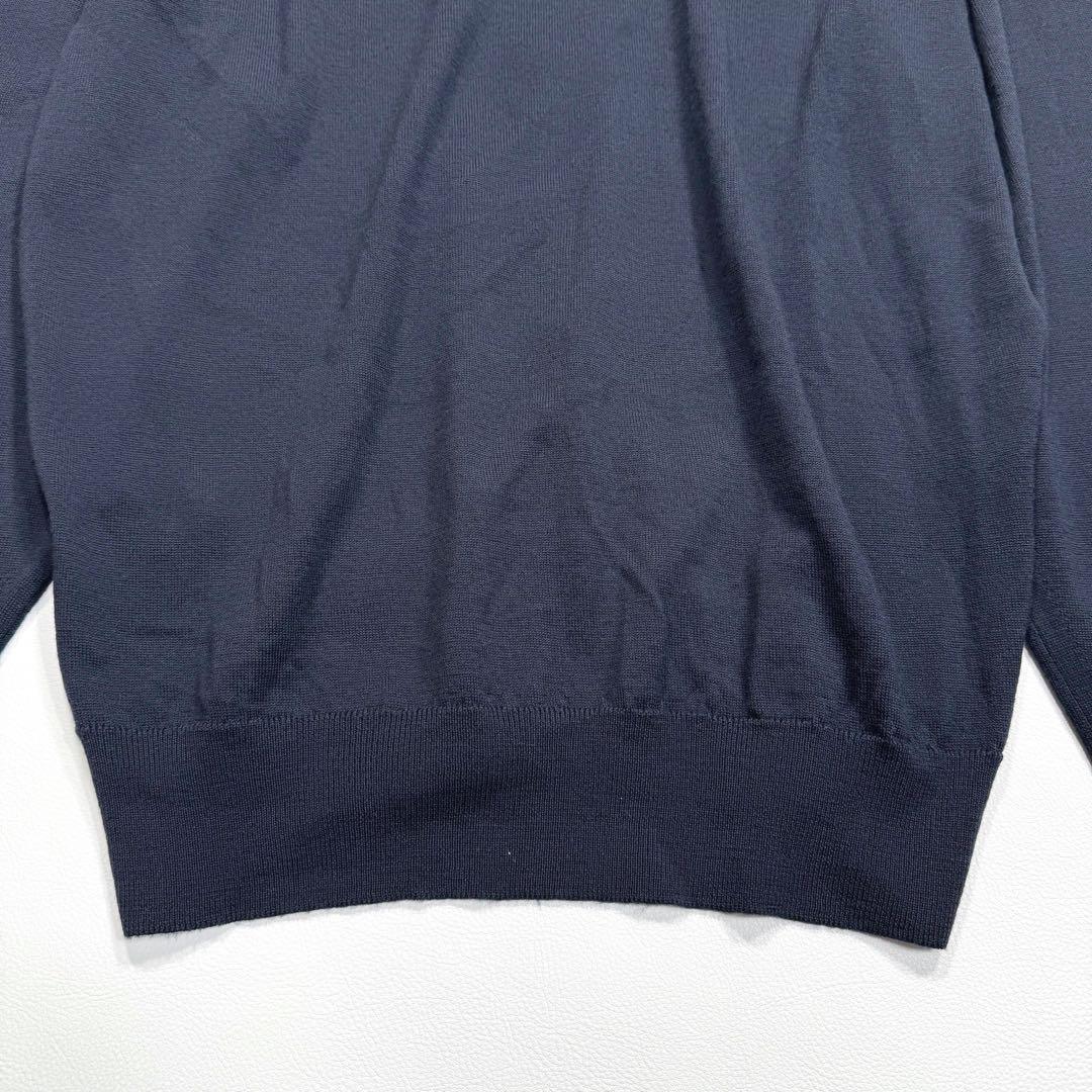 【現行•XL】ジョンスメドレー カーディガン エクストラファインメリノウール 紺