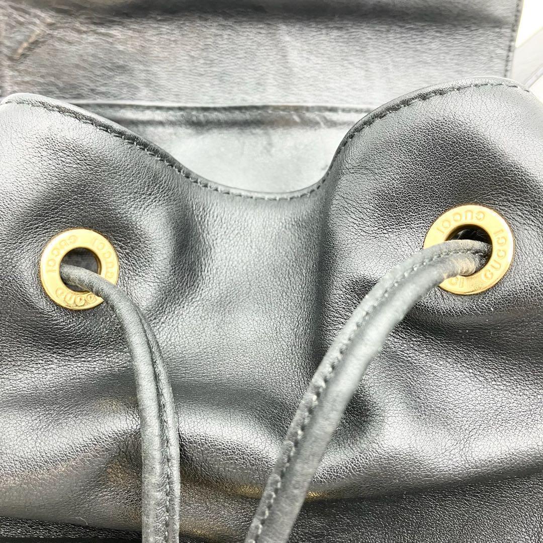 グッチ バンブー リュック バックパック レザー リュックサック 巾着 ブラック