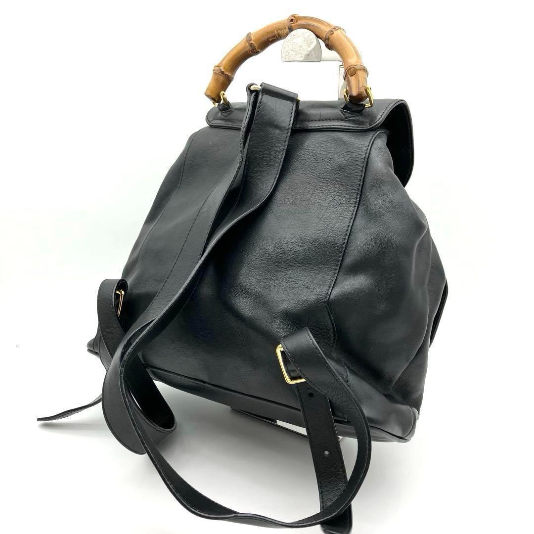 グッチ バンブー リュック バックパック レザー リュックサック 巾着 ブラック