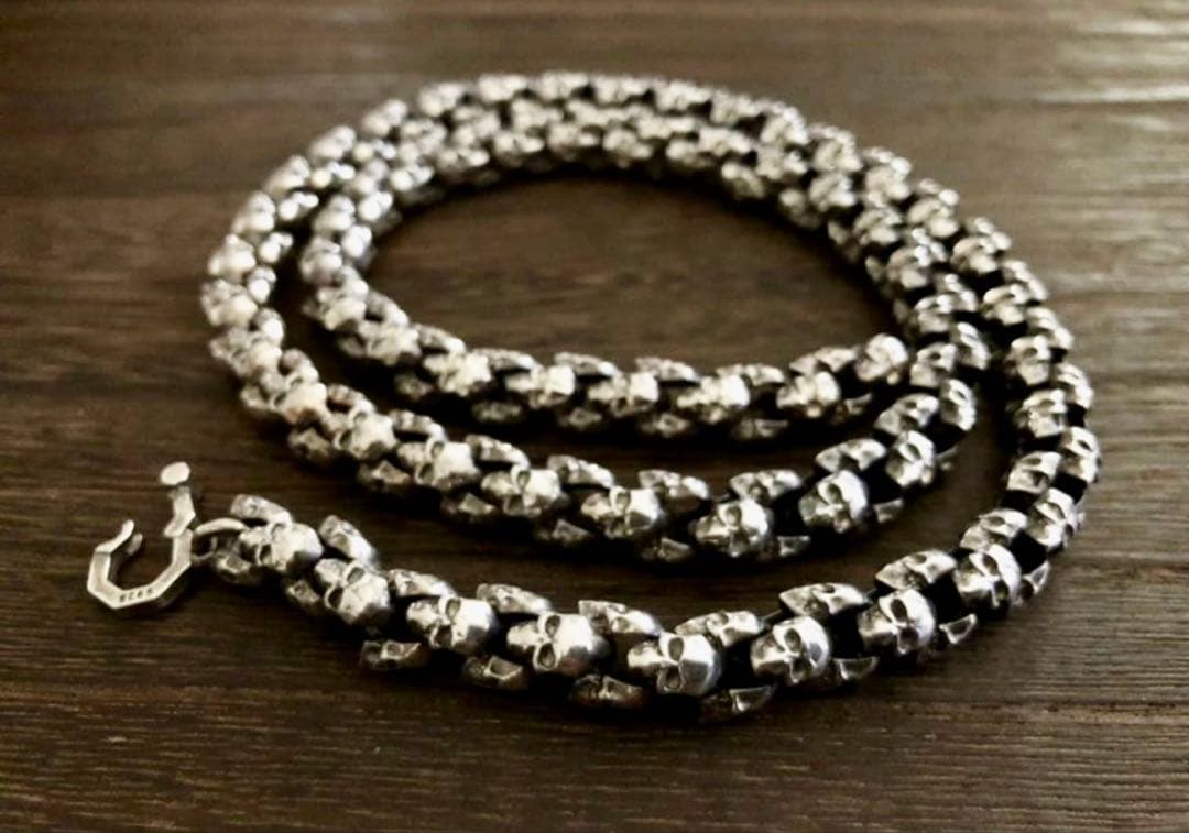 シルバー925 スカルネックレス　 120g