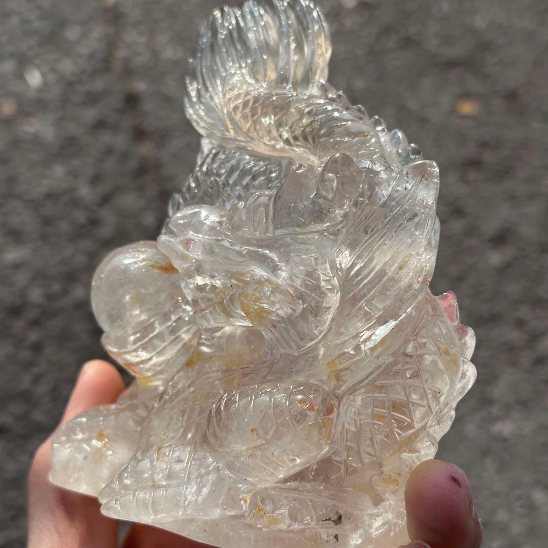 天然石水晶の龍　置物　ご購入前に在庫確認必要G.218
