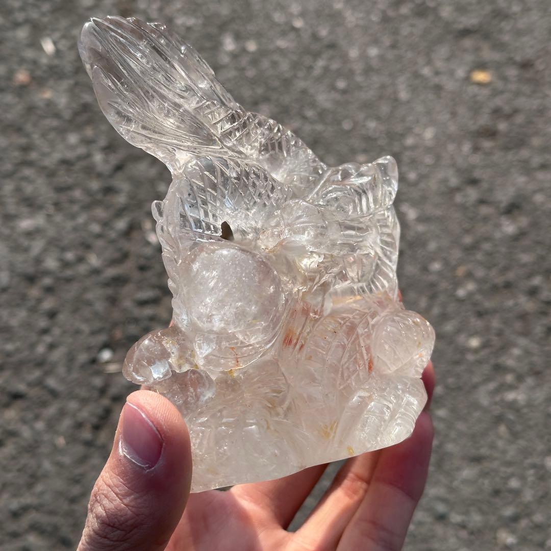 天然石水晶の龍　置物　ご購入前に在庫確認必要G.218