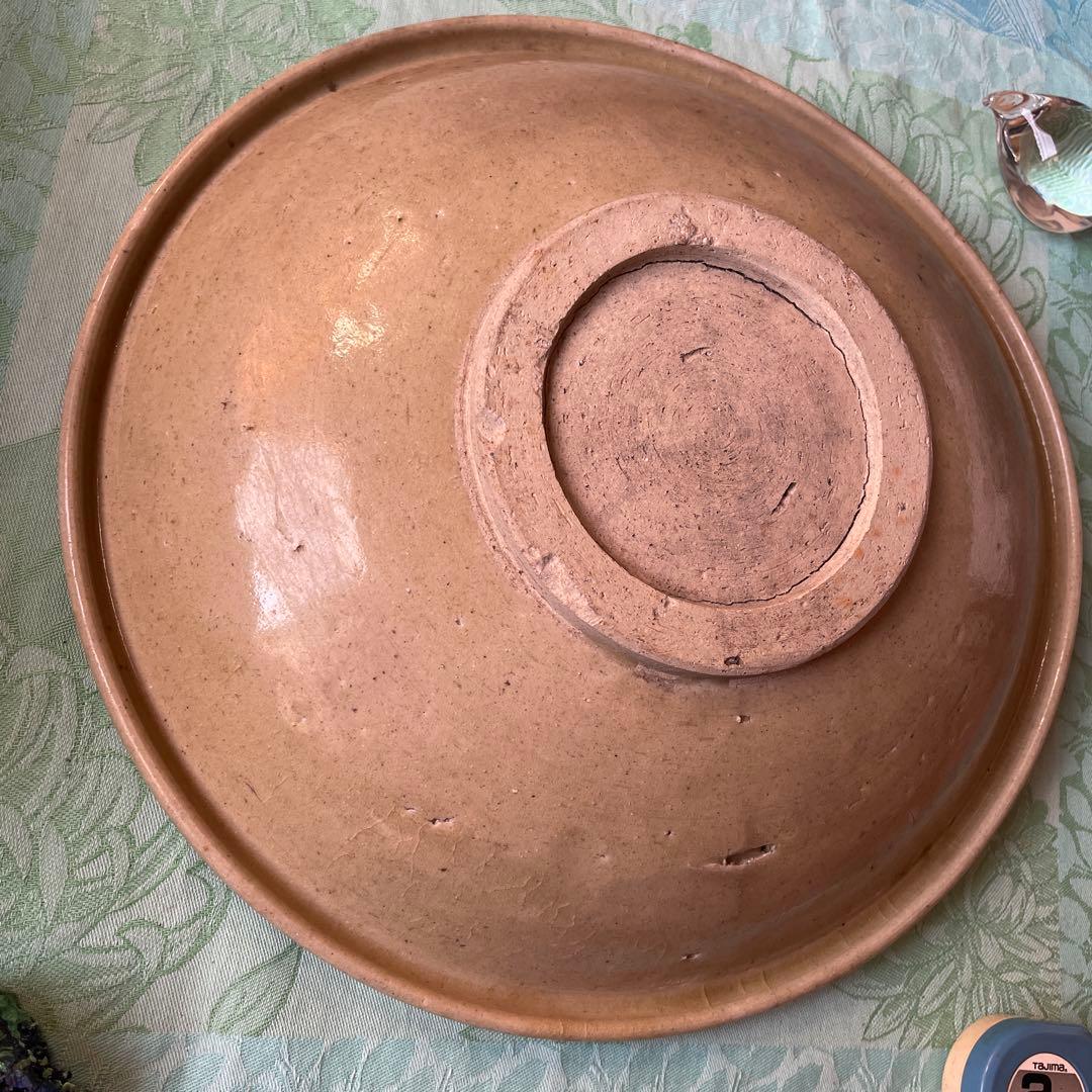 江戸時代　古瀬戸　山水図　松に東屋（あずまや）」図　石皿