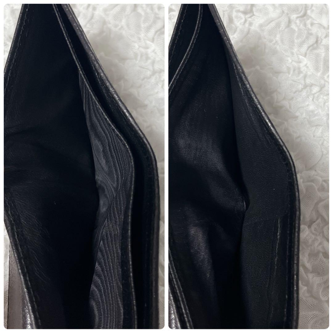 美品✨GUCCI ブラック 二つ折り財布　キャンバス　GG 小銭入れ付　レザー