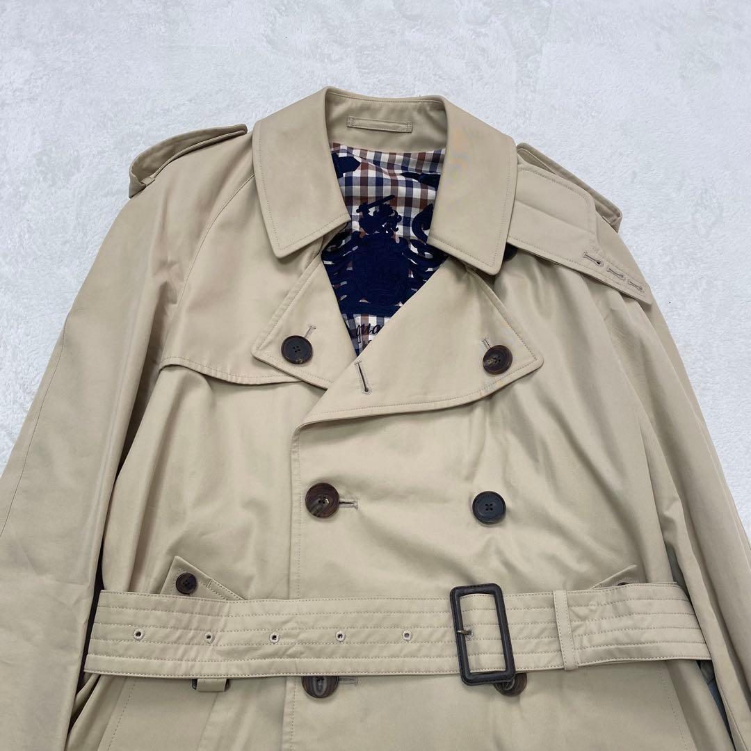 【美品】アクアスキュータム　トレンチコート ベージュ　メンズ　38 保存袋付き