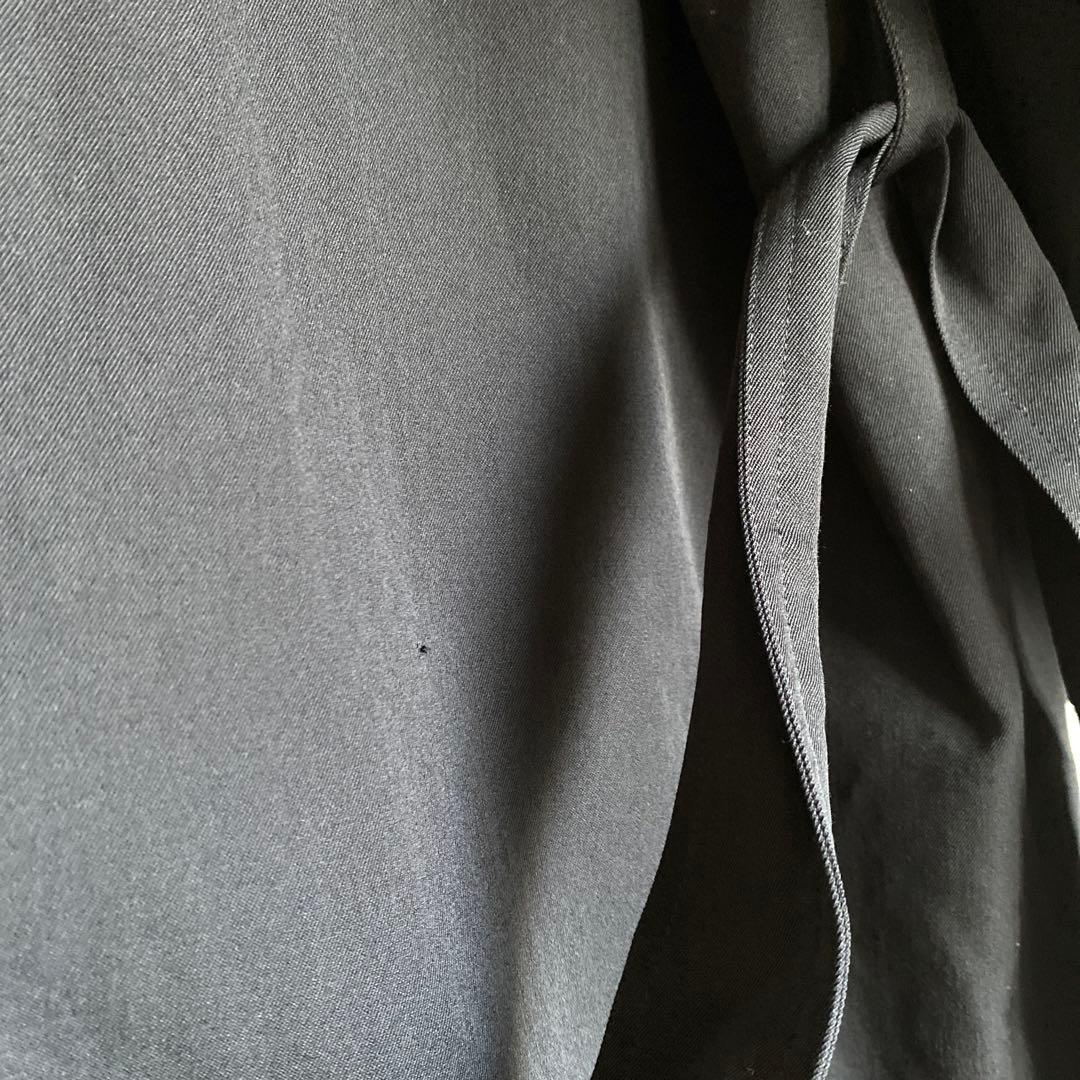 80s90s 日本製 DOMON ウールギャバジン ロングトレンチコート 黒 M