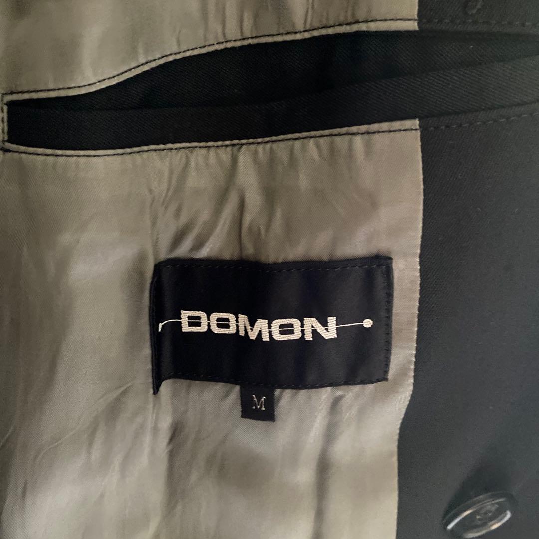 80s90s 日本製 DOMON ウールギャバジン ロングトレンチコート 黒 M