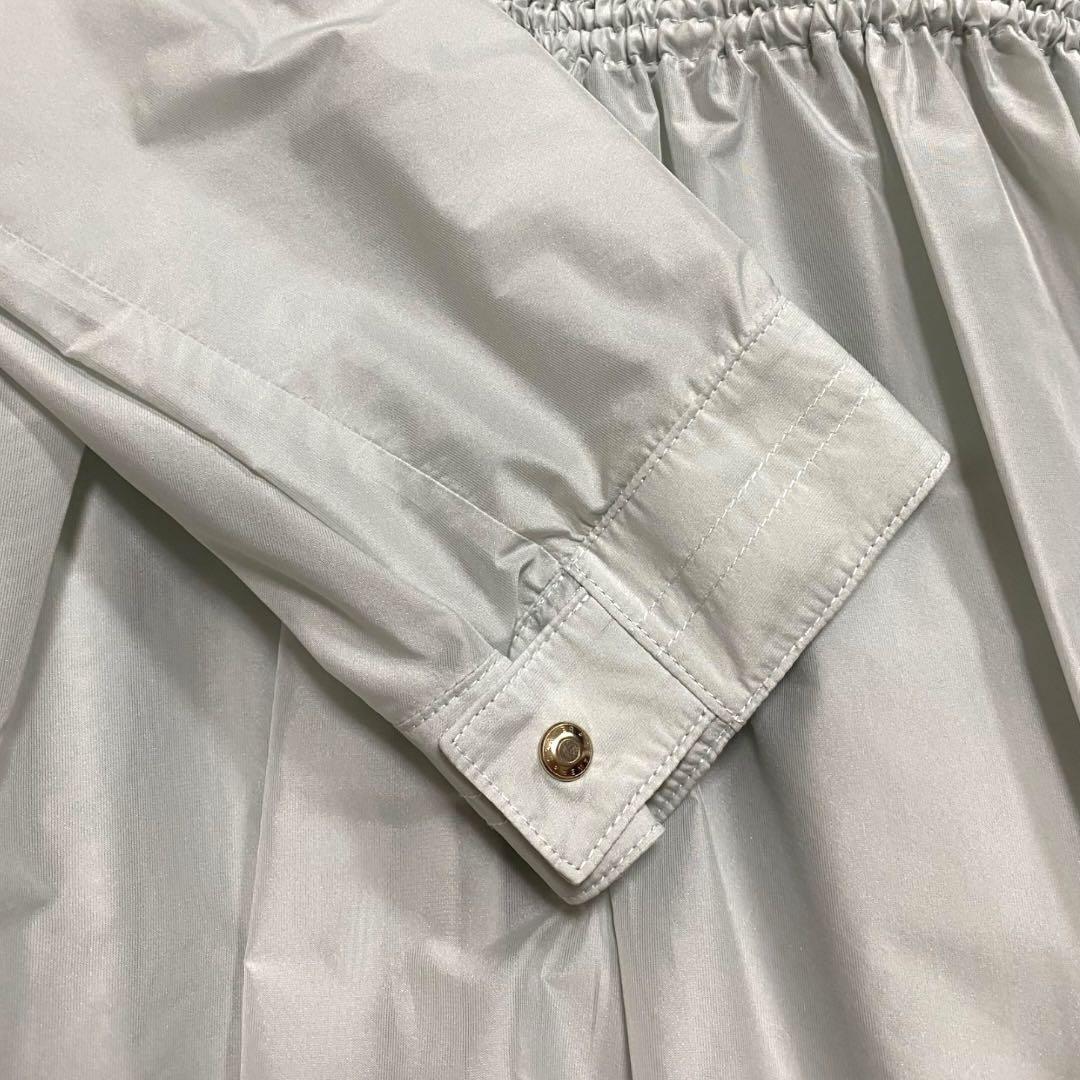 タグ付き　Drawer ドゥロワー ノーカラー ロングコート　撥水　ロゴ刺繍　S