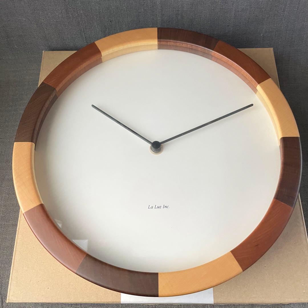 ラ・ルース　掛け時計　ラウンドクロック　木製　ナチュラル