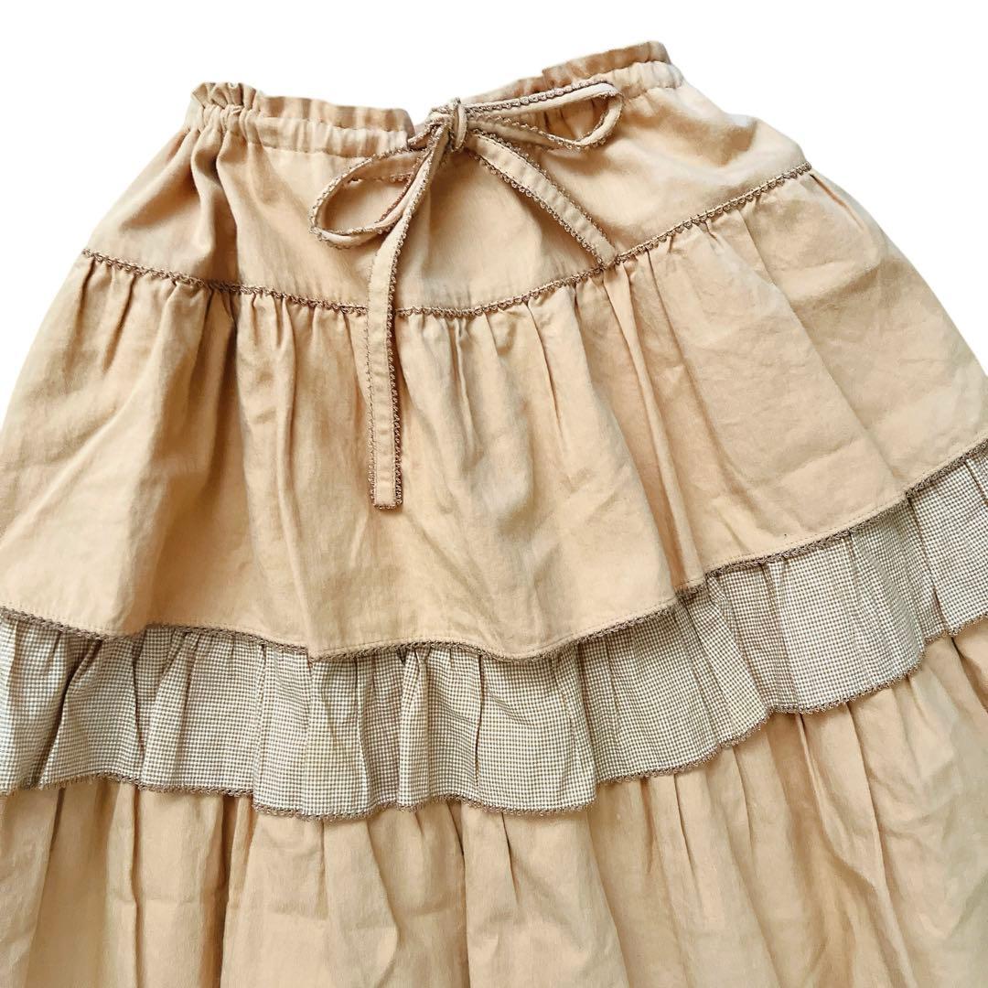 WONDERFUL WORLD　ティアードロングスカート　ベージュ　カネコイサオ