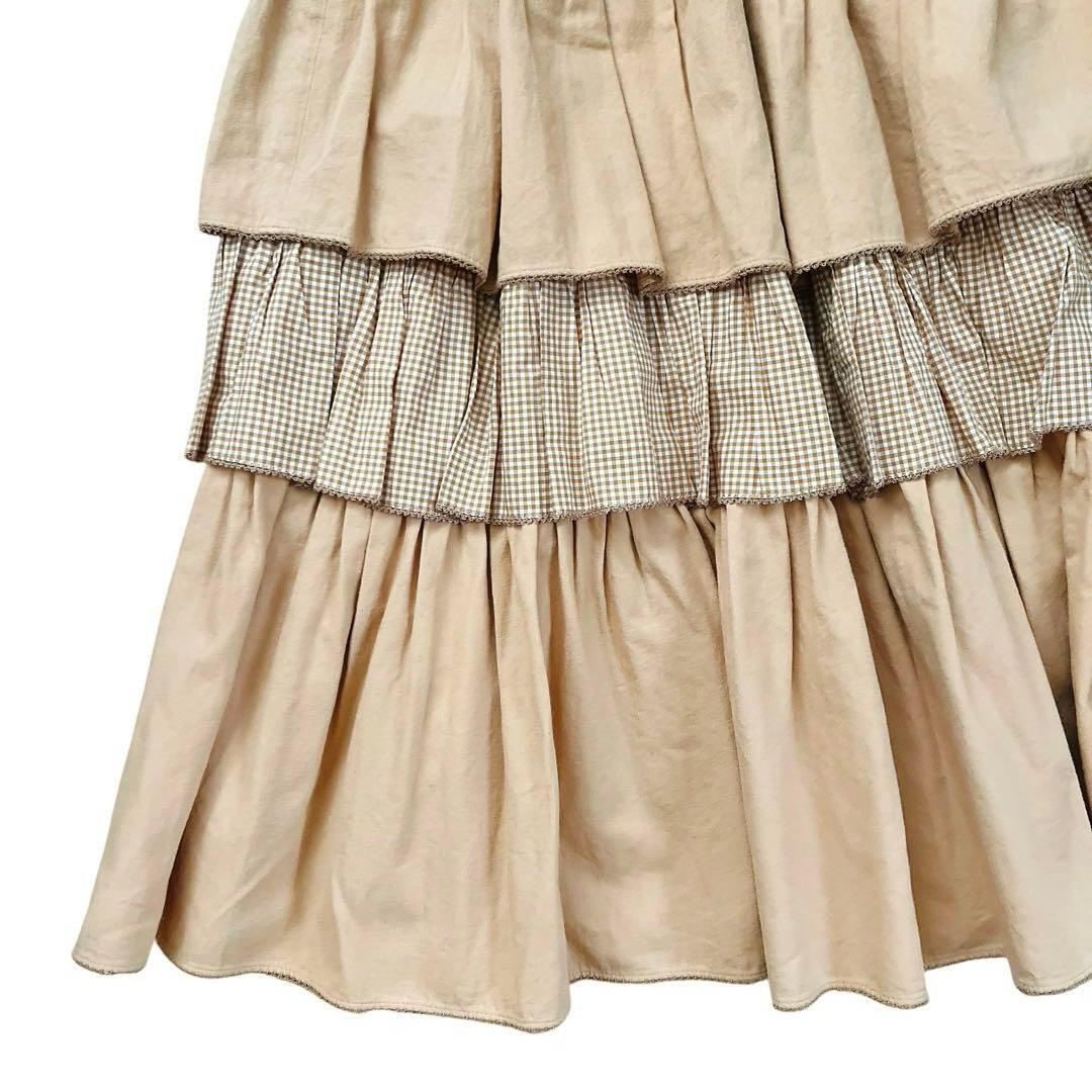 WONDERFUL WORLD　ティアードロングスカート　ベージュ　カネコイサオ