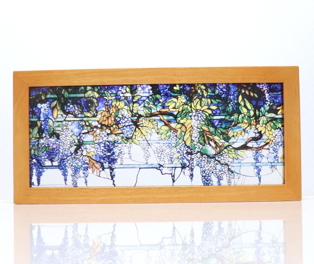 ティファニー ローレルトンホール 木製フレーム ヴィンテージ ステンドグラス 藤