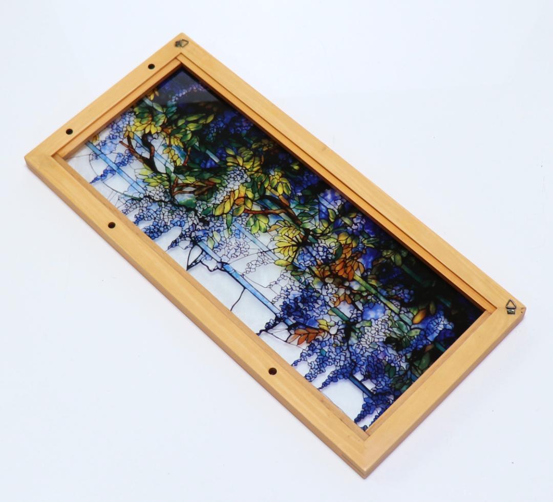 ティファニー ローレルトンホール 木製フレーム ヴィンテージ ステンドグラス 藤