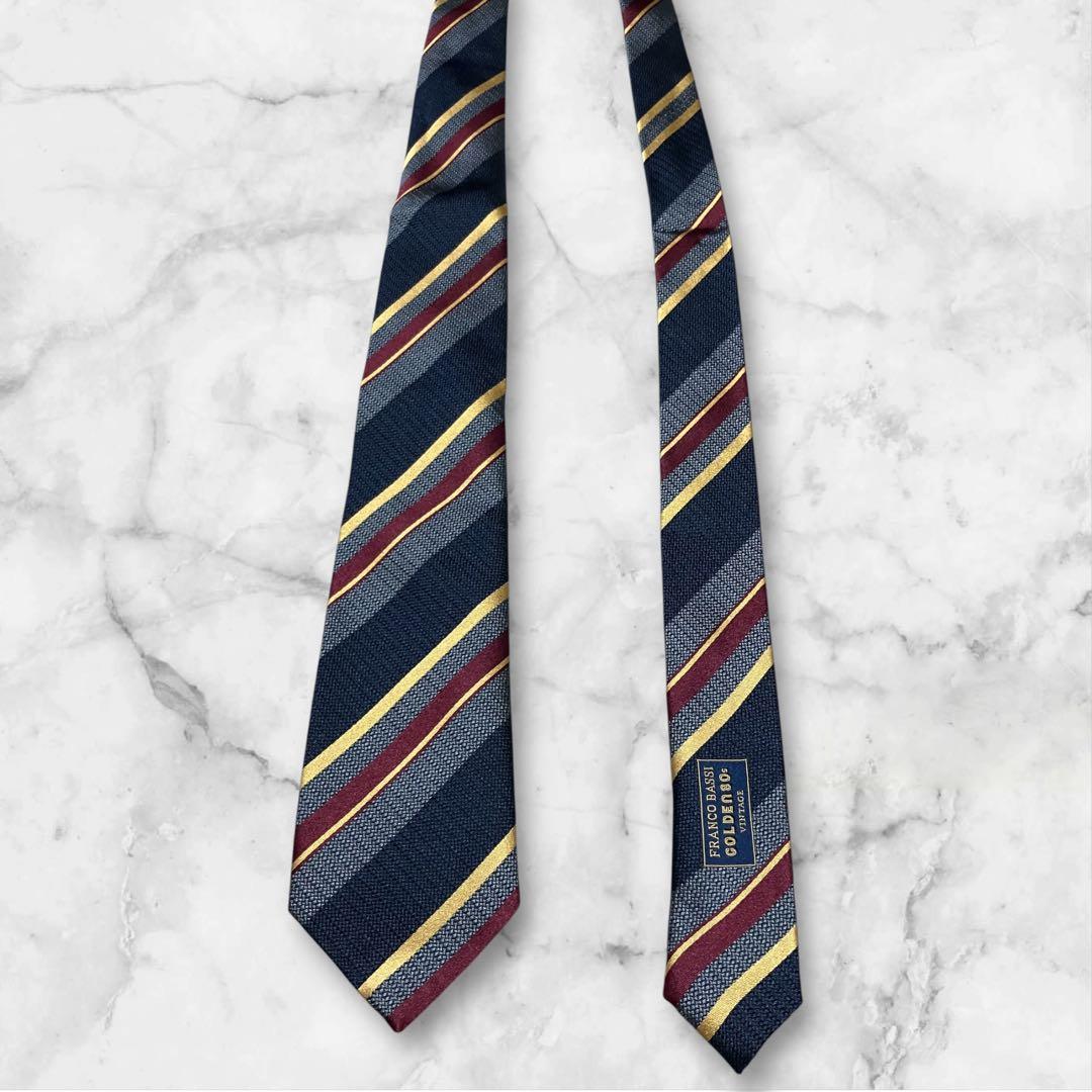 【希少】FRANCO BASSI　ネクタイ　GOLDEN 80 レジメンタル