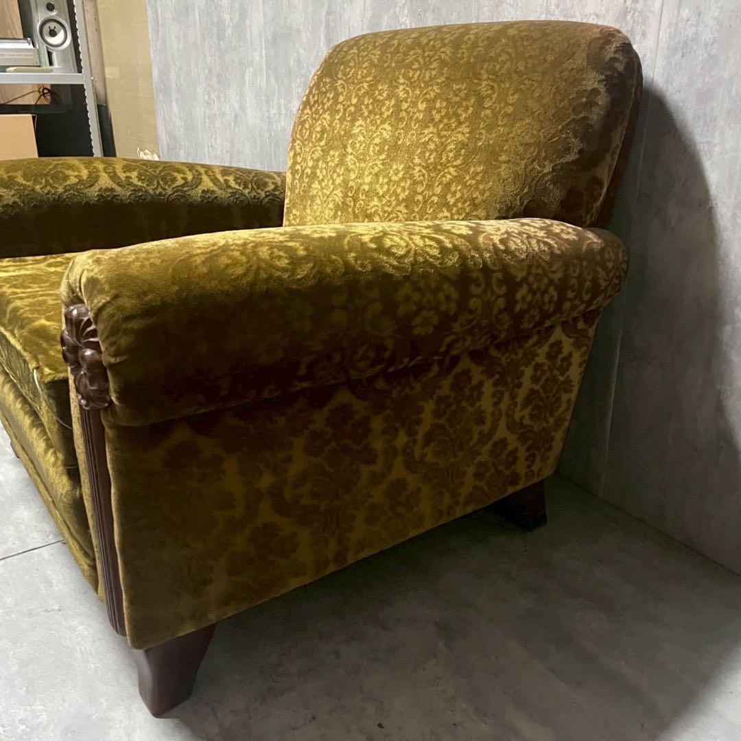 昭和レトロ 1人掛け ソファー② ダマスク柄 花柄 アームチェア アンティーク