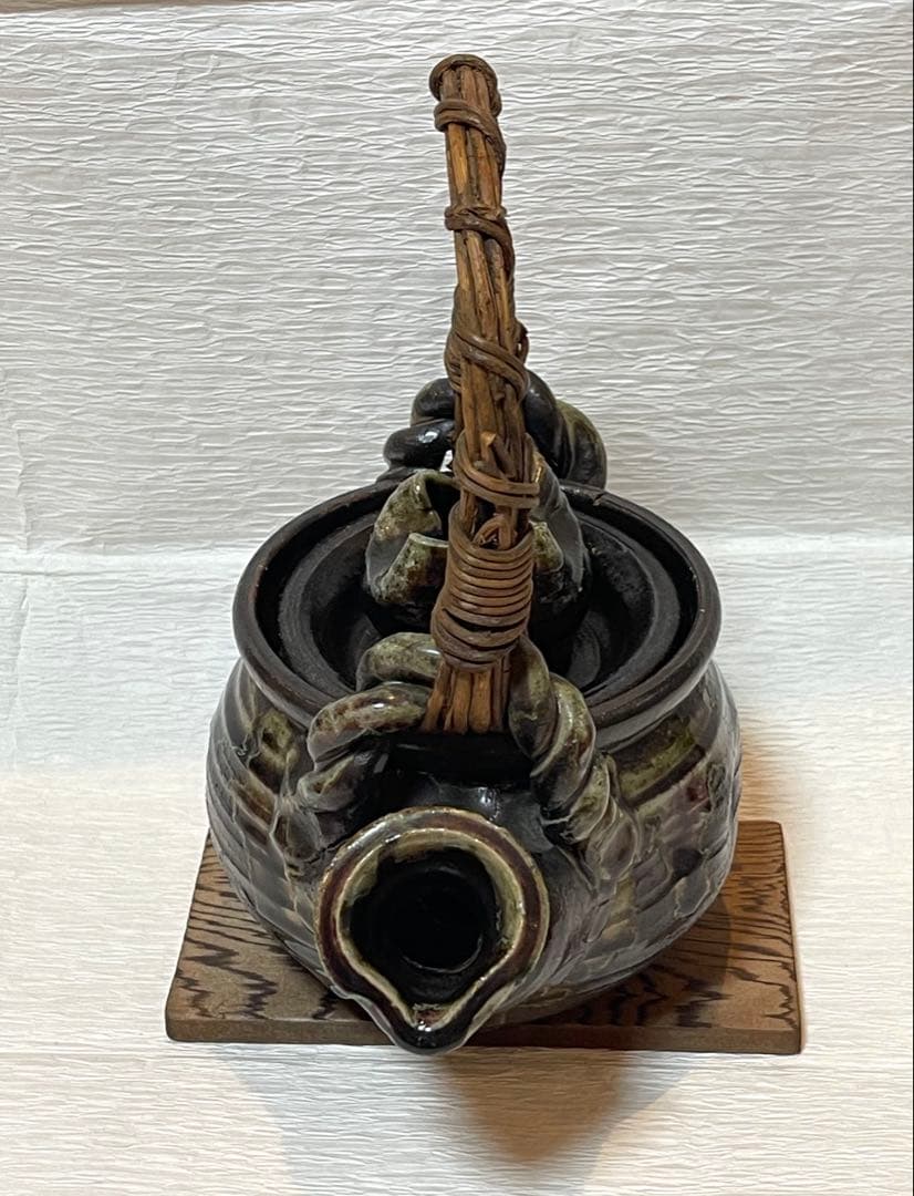 未使用品　信楽焼手作り土瓶型花瓶　飾り物　インテリア　195