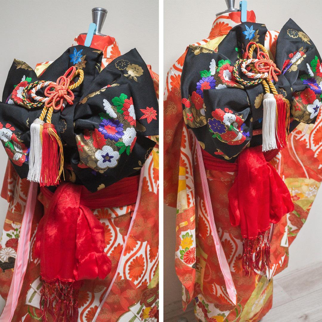 S*y様 【七五三 7歳】豪華晴れ着セット・正絹・扇面柄・作り帯・草履バッグ筥迫