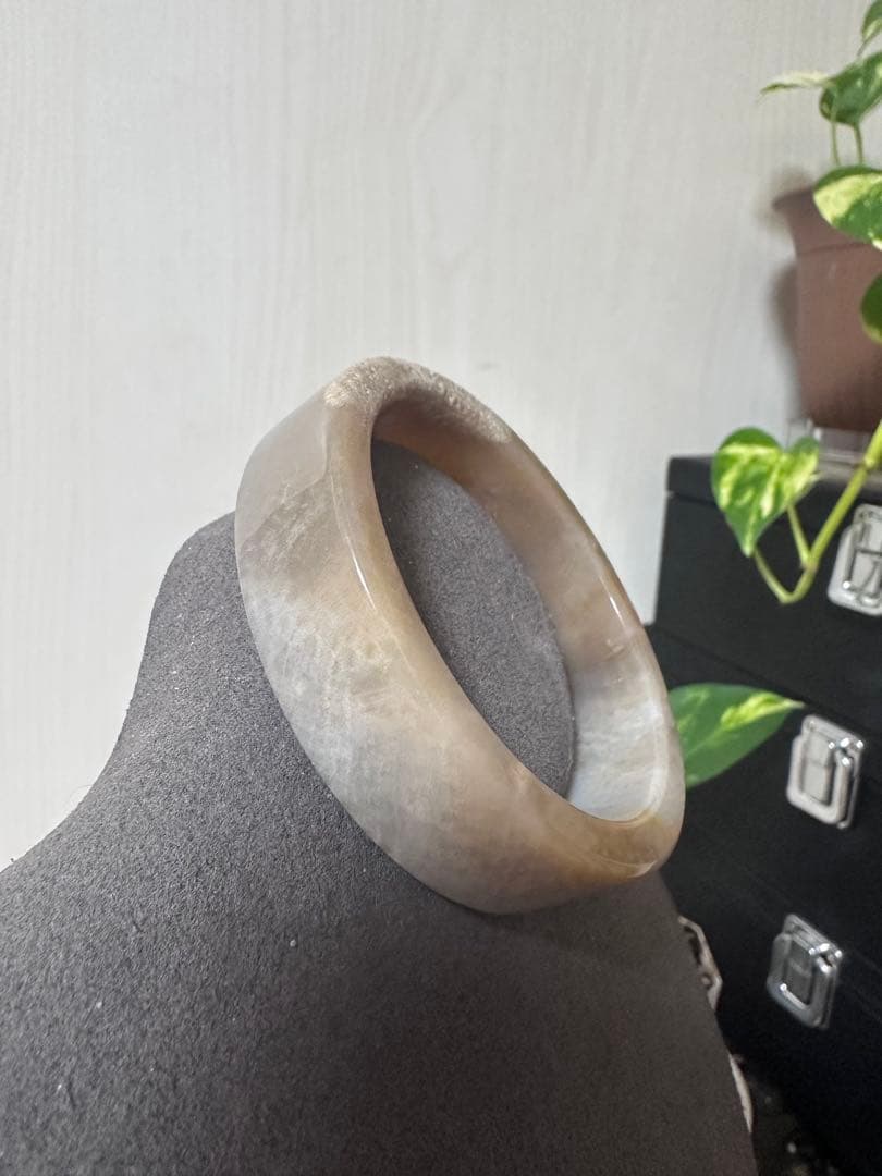 フォシルコーラル　方型バングル　化石珊瑚バングル　珊瑚玉バングル