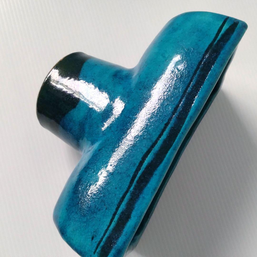 京焼 清水焼 花堂 大津寄花堂 高台 高足 花器 水盤 コンポート 草月 ブルー