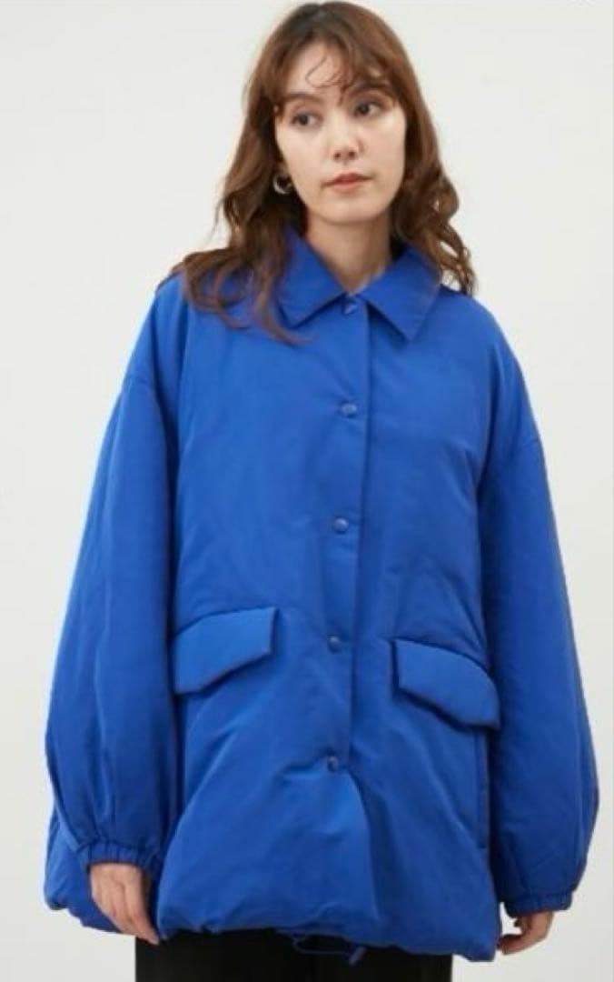 Mila Owen ステンカラーフレンチダウンAラインコート　ブルー