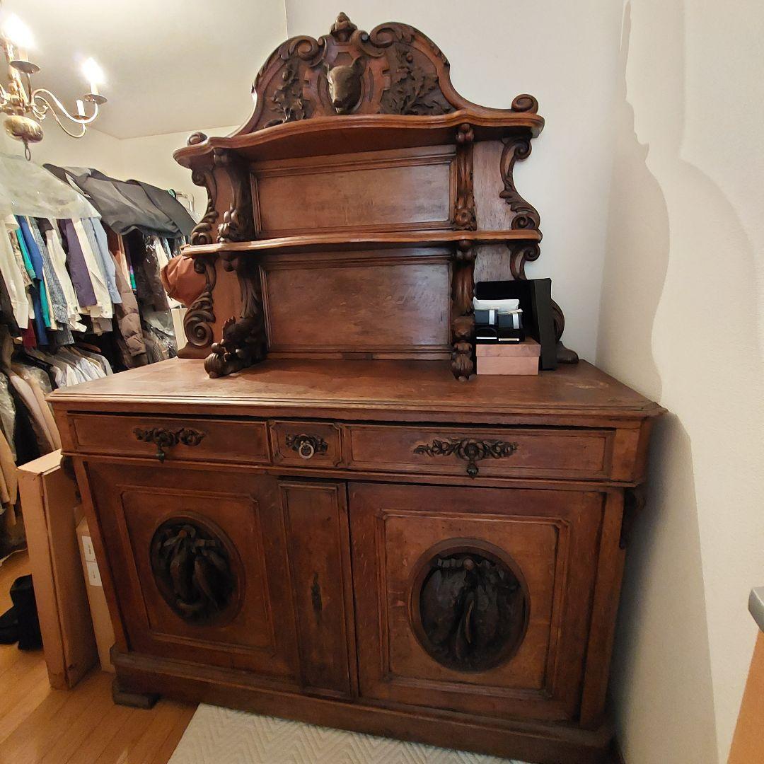 家具 アンティーク ヴィンテージ フランス カップボード 棚 動物ワイルド 高級