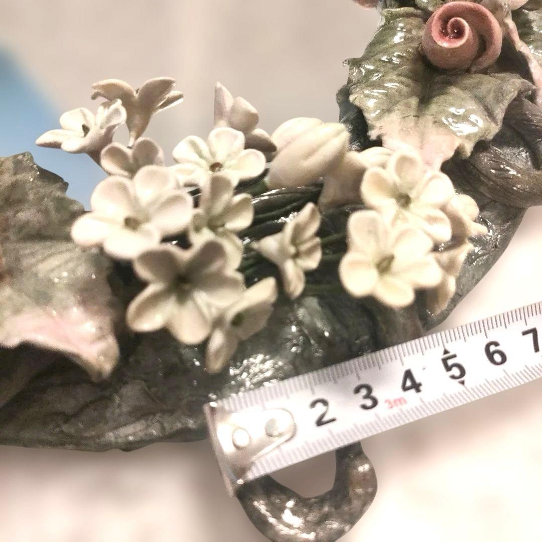 花　フラワー装飾　オーバル 壁掛け鏡 立体 ウォールミラー アンティーク調