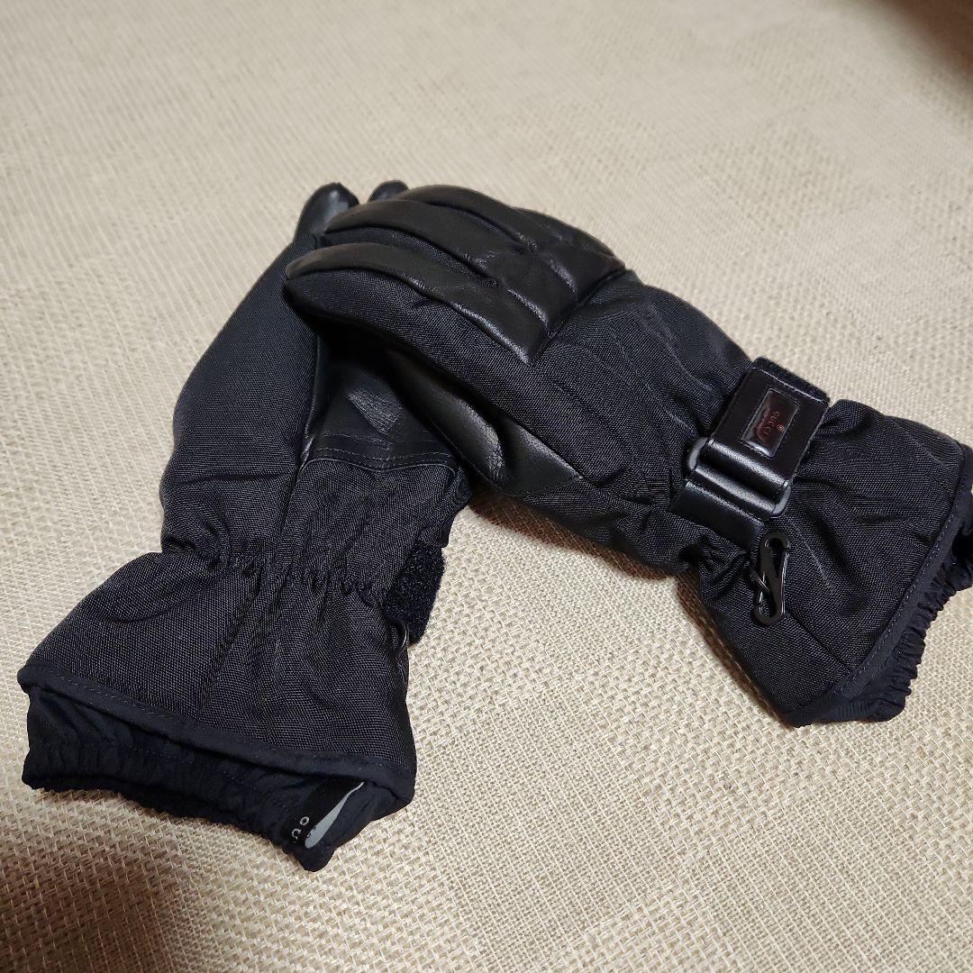 GUCCI 黒 レザー ナイロン グローブ　サイズ8