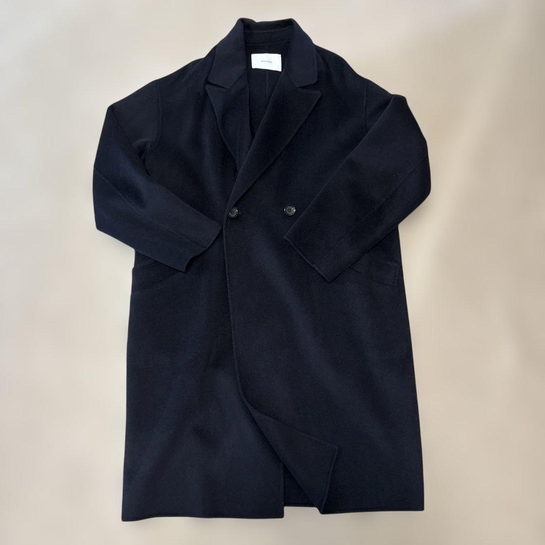 FRAMeWORK SUPER160sダブルブレストコート　ネイビー　36