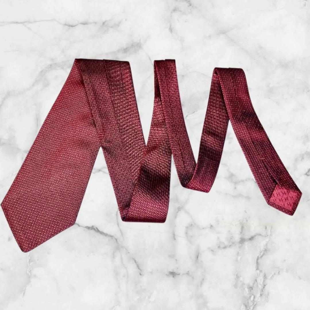 HERMES/エルメス ネクタイ ボルドー ソリッド H柄