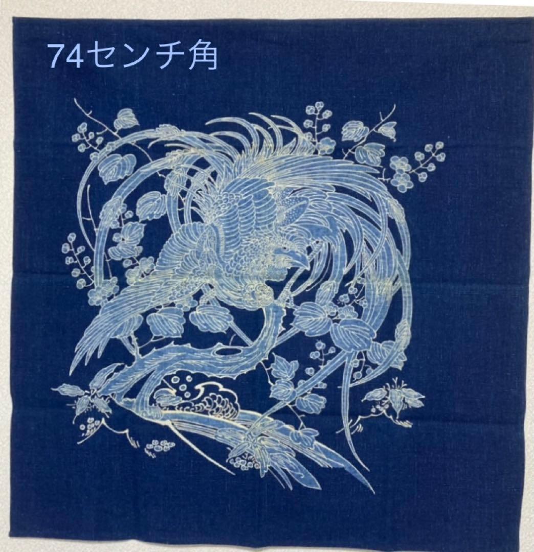 筒書き 染め 桐に鳳凰柄タペストリー 74センチ角