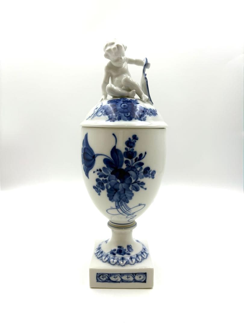 【美品】ロイヤルコペンハーゲン　ブルーフラワー 蓋付 ポプリポット　天使