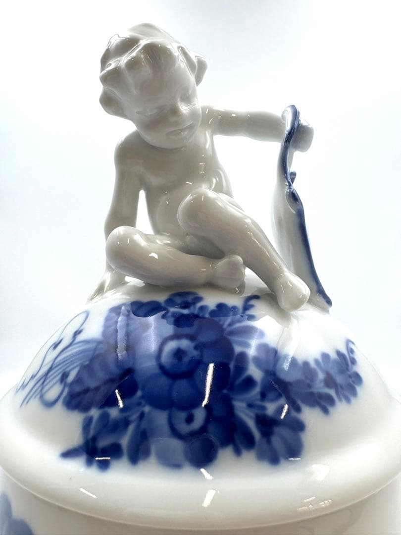 【美品】ロイヤルコペンハーゲン　ブルーフラワー 蓋付 ポプリポット　天使