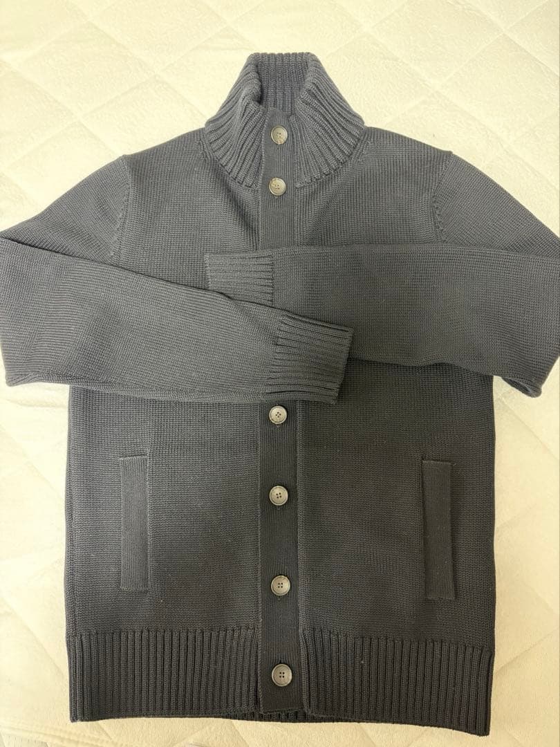 鎌倉シャツ スタンドカラーカーディガン エクストラファインメリノ ブラック 美品