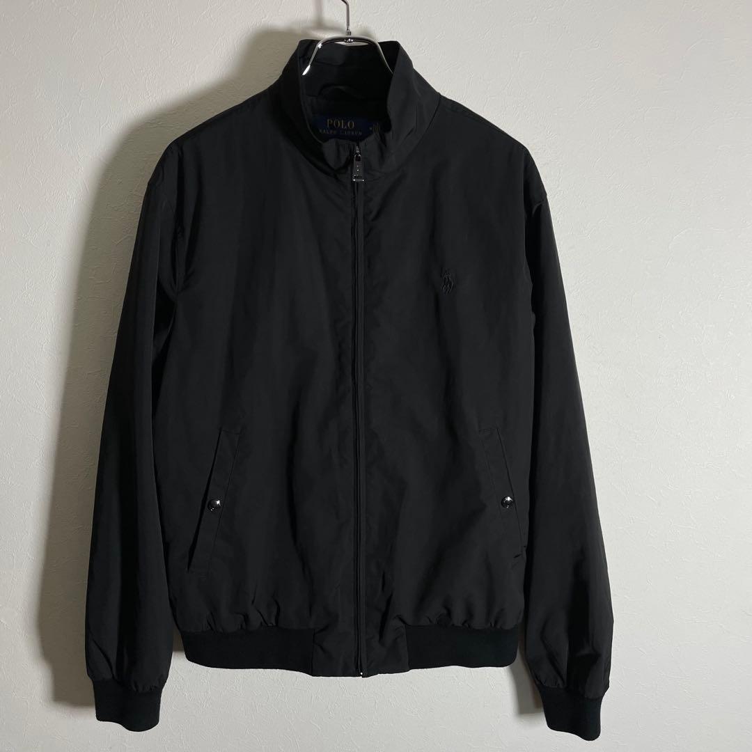 【良品】ポロラルフローレン スイングトップ 裏地チェック ポニー刺繍ロゴ 黒 M