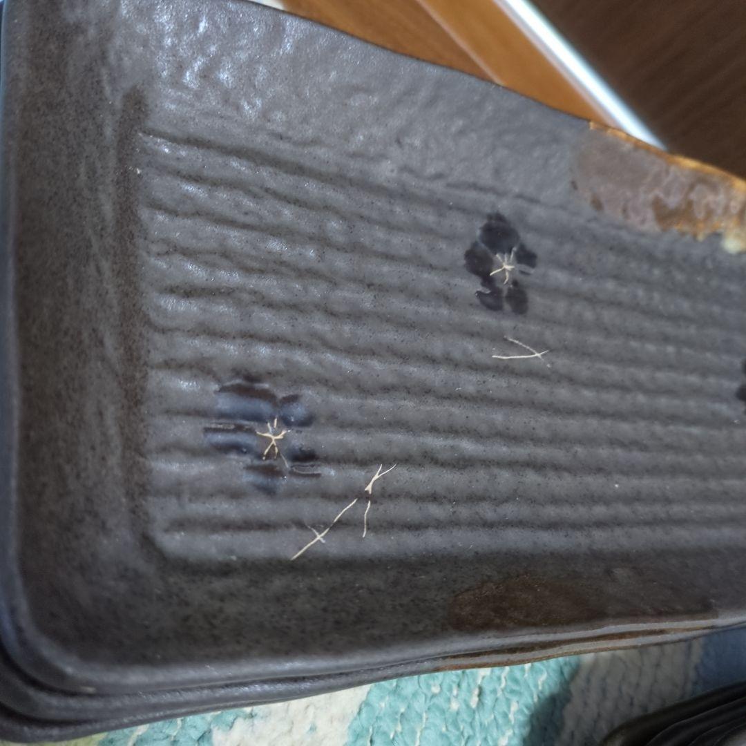 未使用4枚+ほぼ未使用 長皿　和食器 ダークグレー波形皿8枚セット