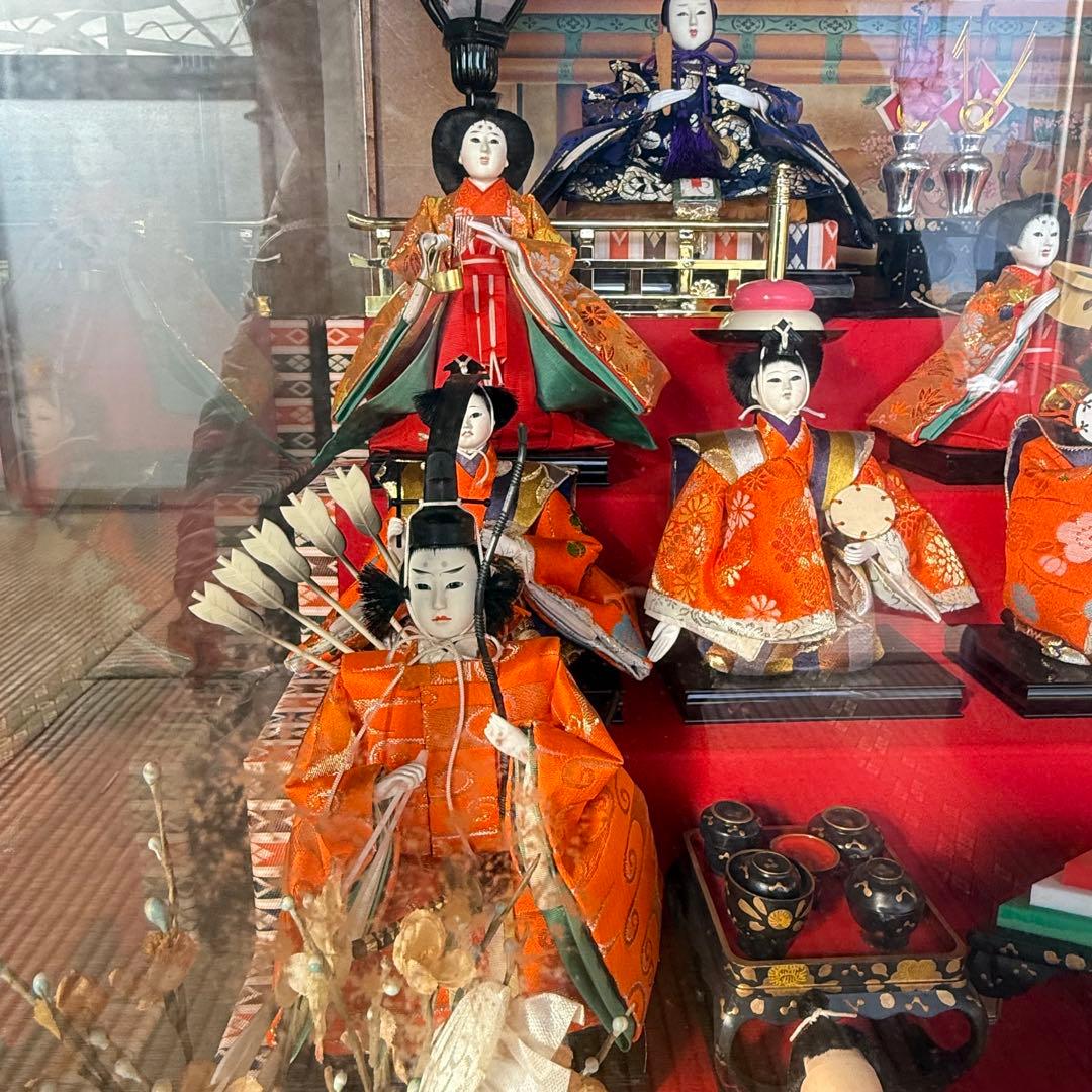 伝統的 雛人形セットガラスケース付き特製品おひなさま 親王飾りケース入三五15人