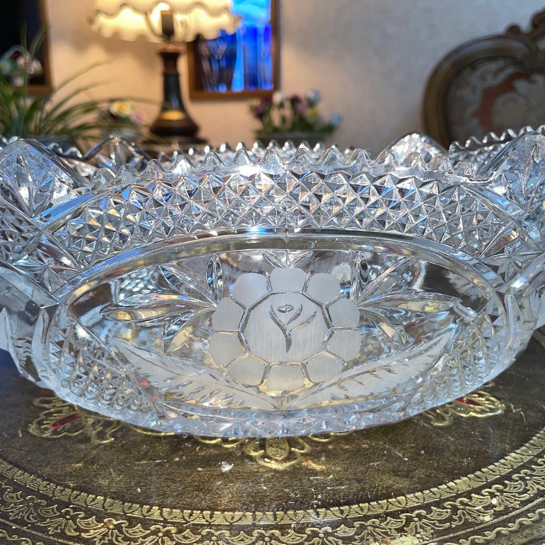 ボヘミア　ガラス　ボトルクーラー 楕円　ボウル　未使用