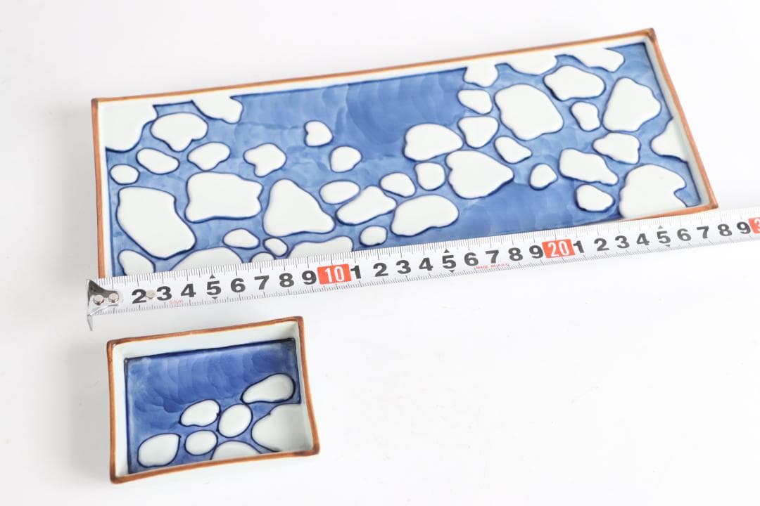 館林源右衛門 那智石濃絵 長方皿 千代口付 醤油皿 染付