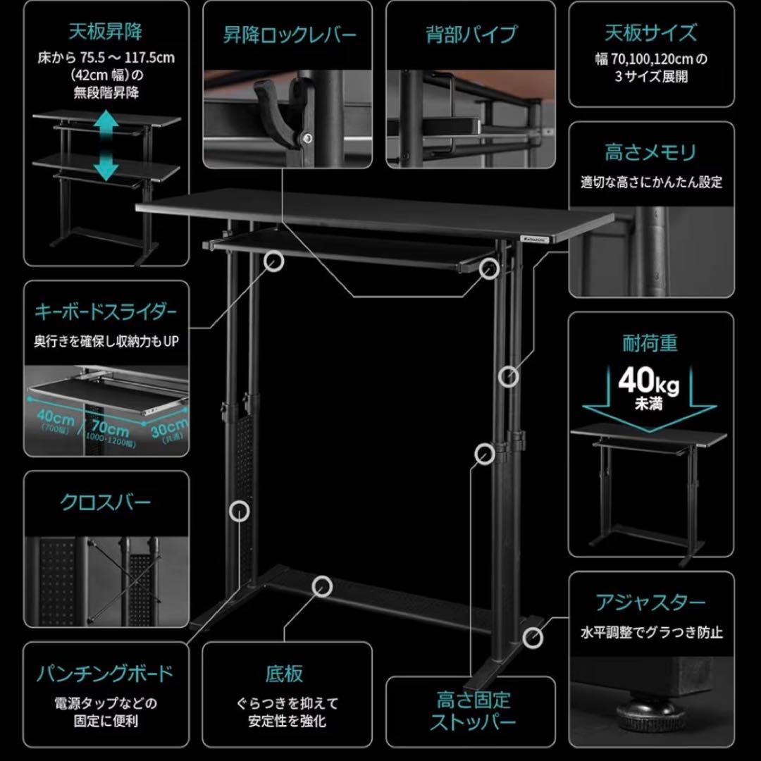 Bauhütte パソコンデスク 黒 引き出し付き