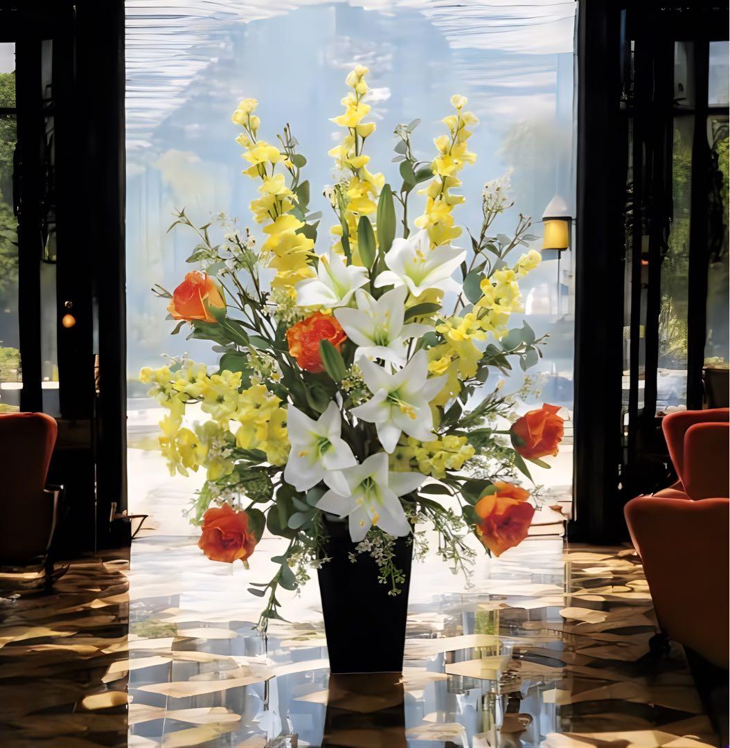 光触媒　人工観葉植物　ウォールグリーン　フェイクグリーン　ロココ調　サマーリリー