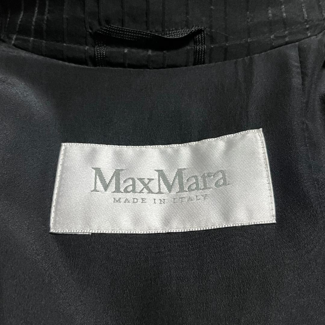 美品 MaxMara 最高級白タグ シルク トレンチコート ベルト付き ブラック