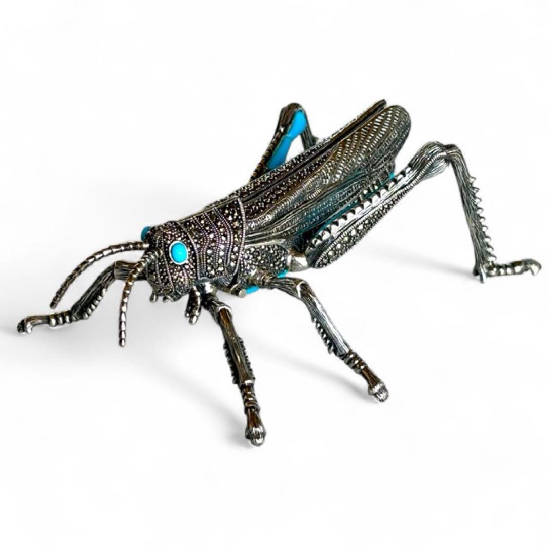 シルバー製トルコ石装飾バッタ