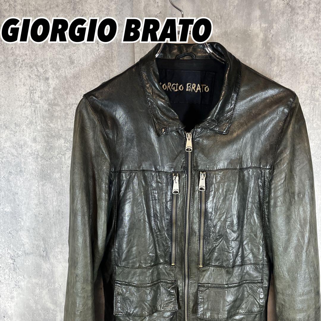 GIORGIO BRATO ジョルジオブラット ラムレザージャケット44シングル